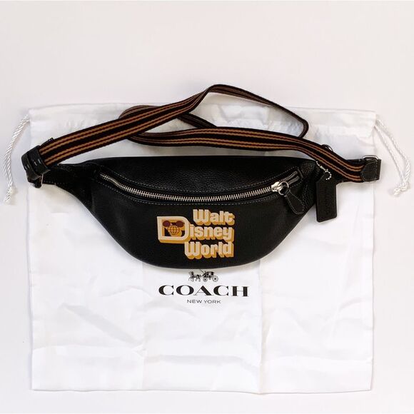 Coach x Disney Black Leather Walt Disney World Belt Bag Limited Edition - Picture 1 of 13